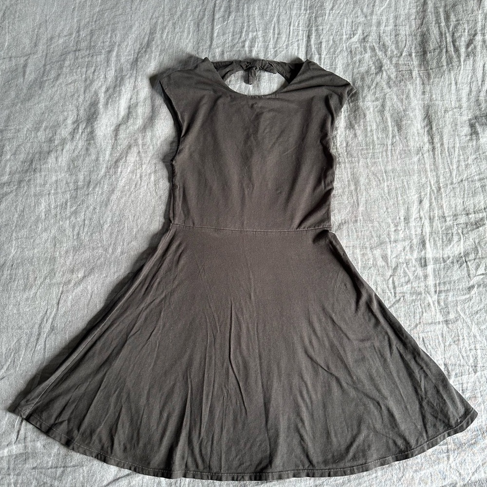 Talula Backless Black A-Line Dress with Cap Sleeves
